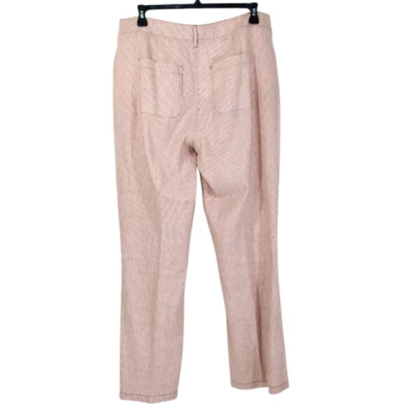 NWT Women Plus Size 14W NYDJ Tan Stripe Linen & Cotton Blend Trouser Pants NEW - Picture 8 of 11